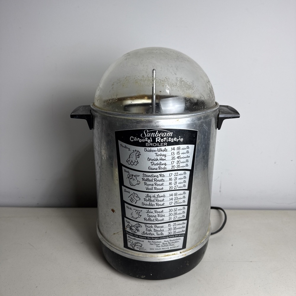 Vintage Sunbeam Carousel Rotisserie Broiler Small Kitchen Appliance with Dome